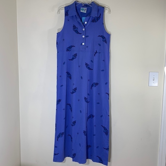 NWT. Zip Code Medium Cotton Sea Shell Print Maxi Dress.